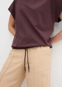 Shirt mit Bindedetail am Saum aus Baumwolle-Viskose-Mix