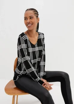 Shirt mit elastischem Saum, langarm