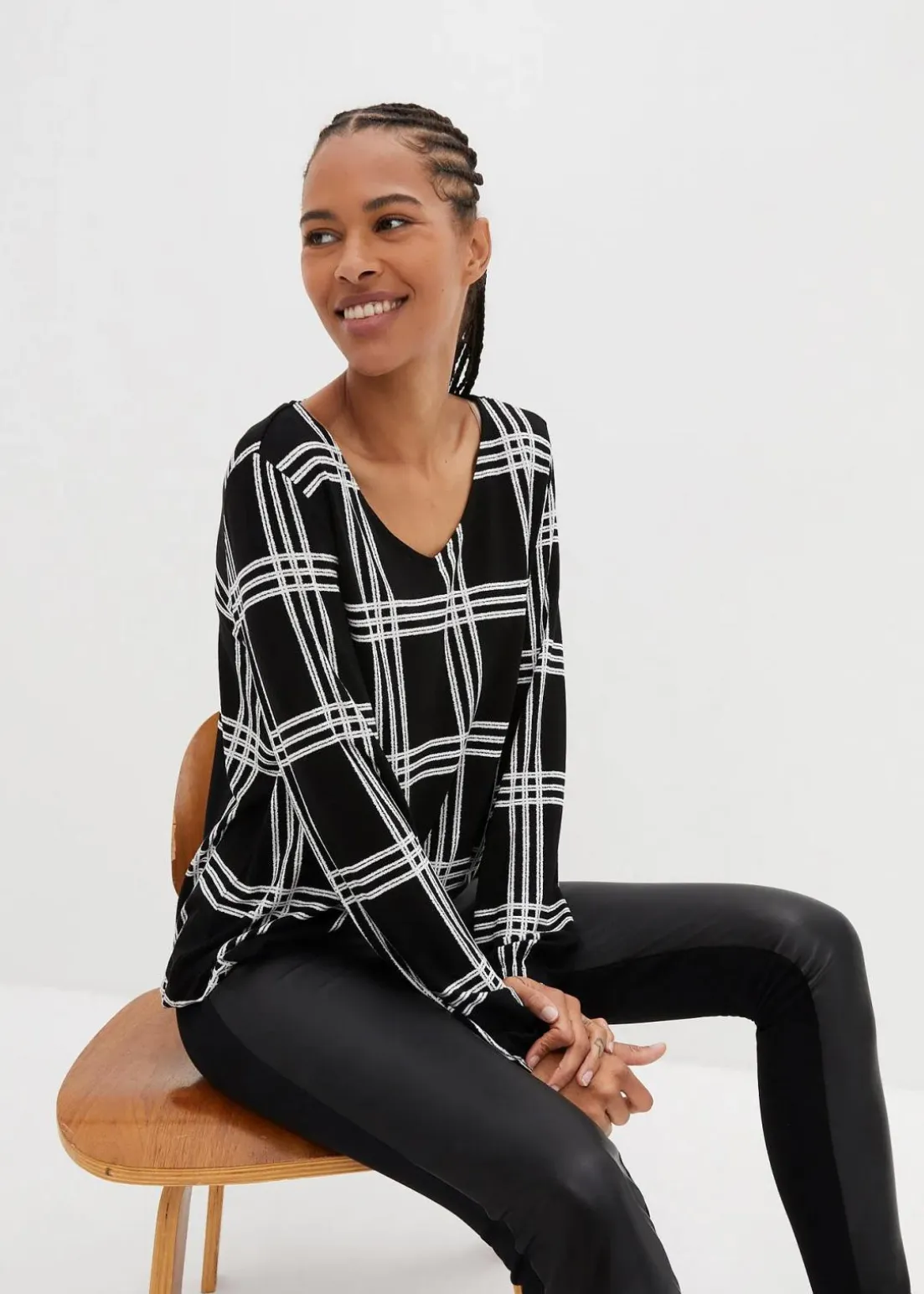 Shirt mit elastischem Saum, langarm