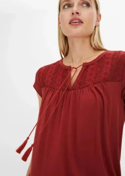 Shirt mit Lochstickerei