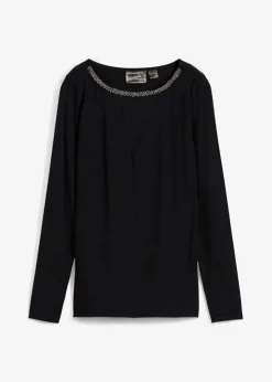 Shirt mit Mesheinsatz und Glitzersteinchen