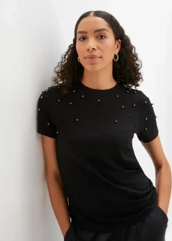 Shirt mit Perlen-Applikation