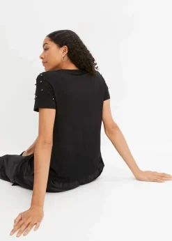 Shirt mit Perlen-Applikation
