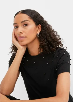 Shirt mit Perlen-Applikation