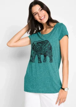 Shirt mit platziertem Print aus Bio-Baumwolle, kurzarm