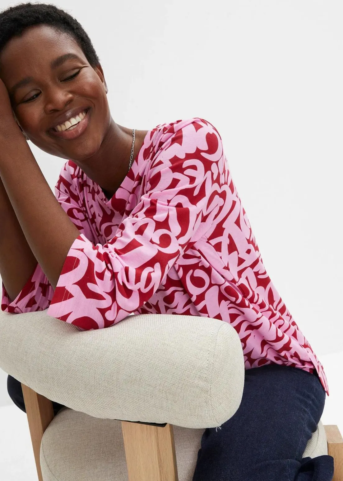 Shirt mit Rundhals-Ausschnitt, ¾-Arm