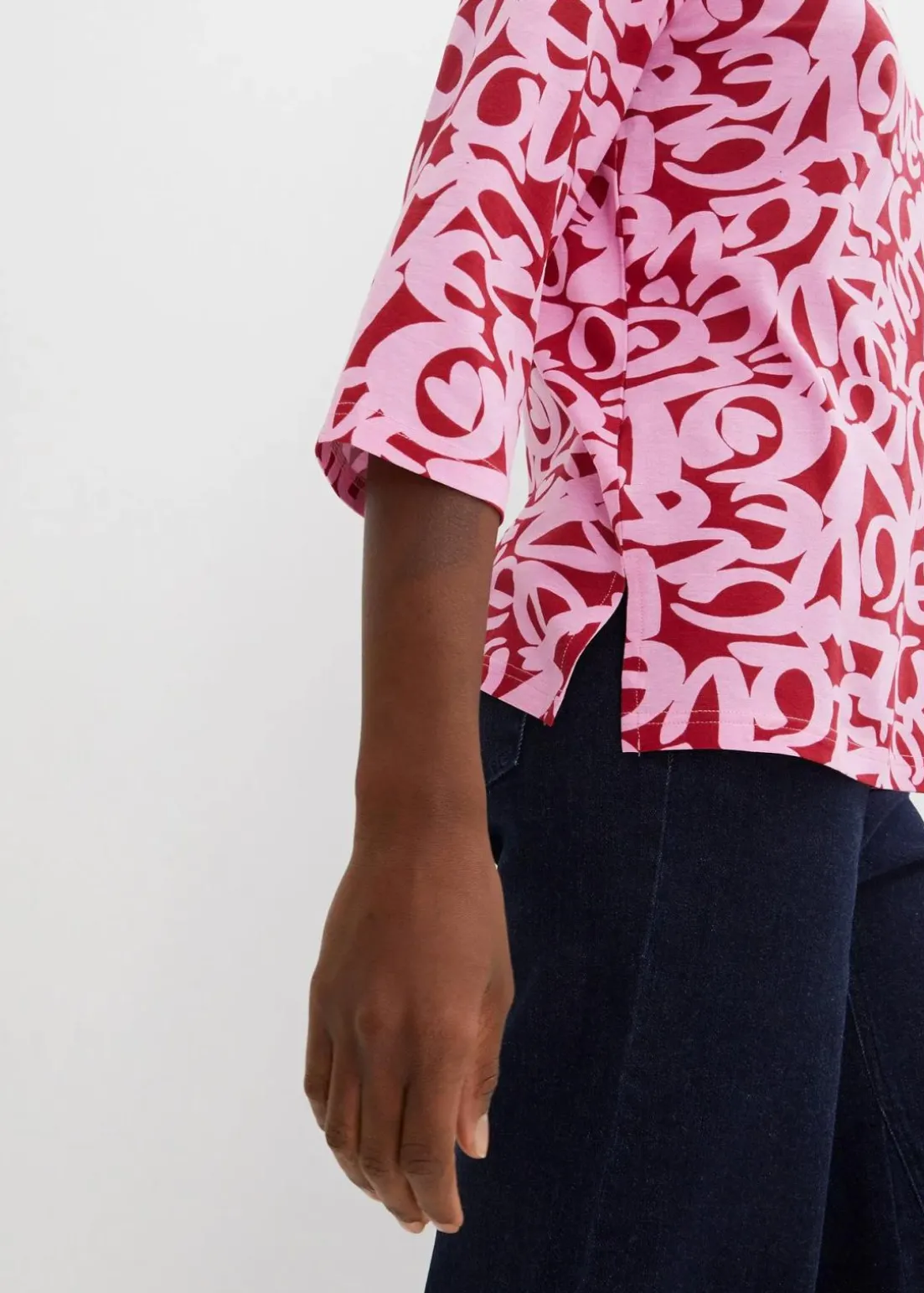 Shirt mit Rundhals-Ausschnitt, ¾-Arm