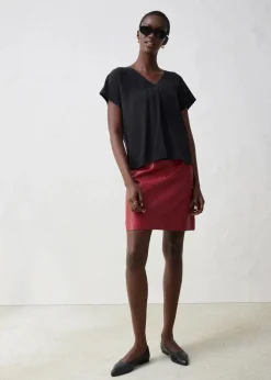 Shirt mit Seidenanteil und Webeinsatz