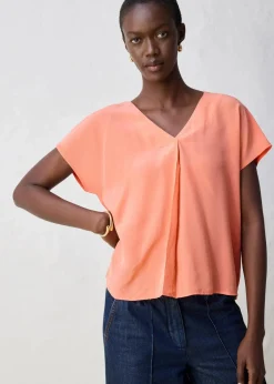 Shirt mit Seidenanteil und Webeinsatz