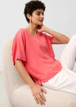 Shirt mit Seidenanteil und Webeinsatz