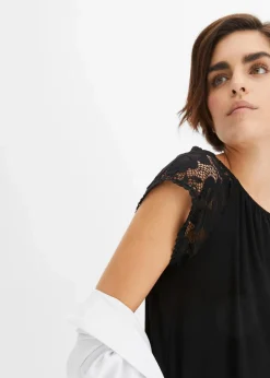 Shirt mit Spitzenärmeln