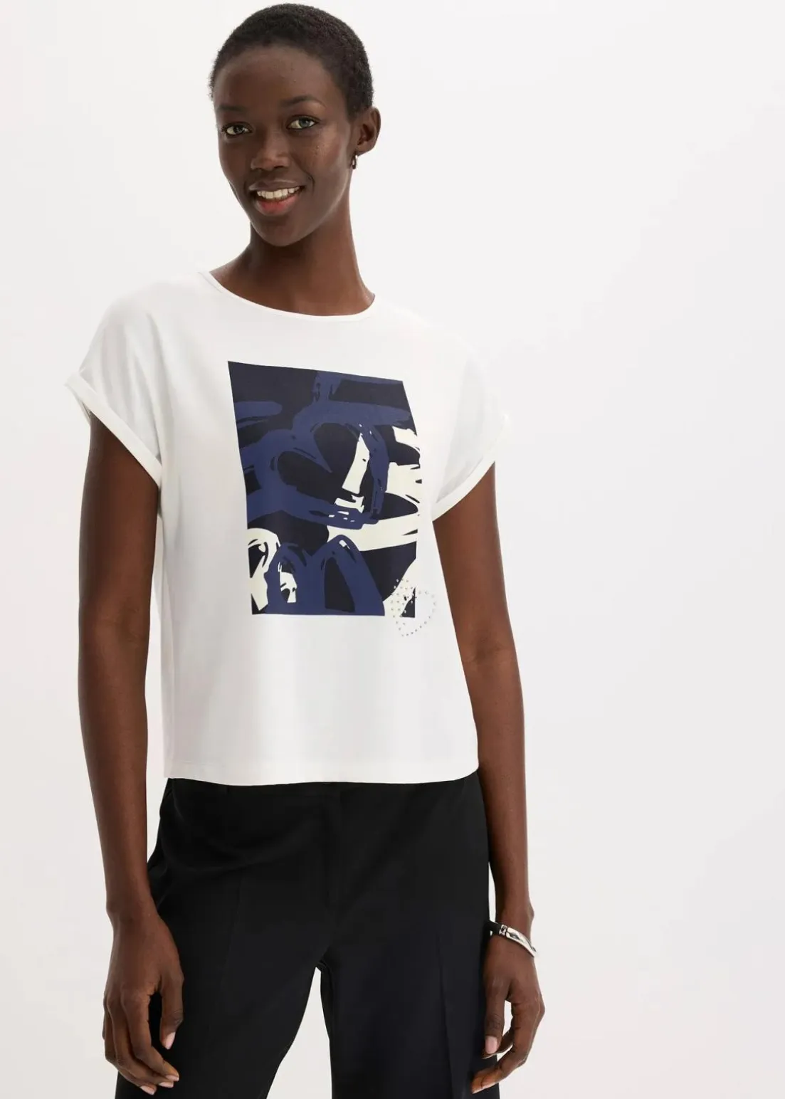 Shirt mit Viskose und Glitzersteinen