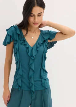 Shirt mit Volants aus softem Modal-Mix