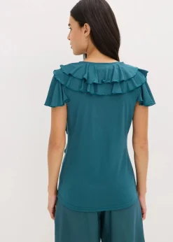 Shirt mit Volants aus softem Modal-Mix