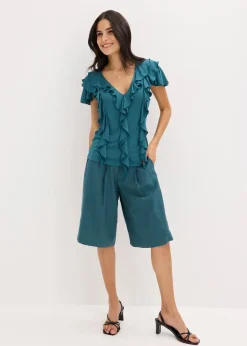 Shirt mit Volants aus softem Modal-Mix