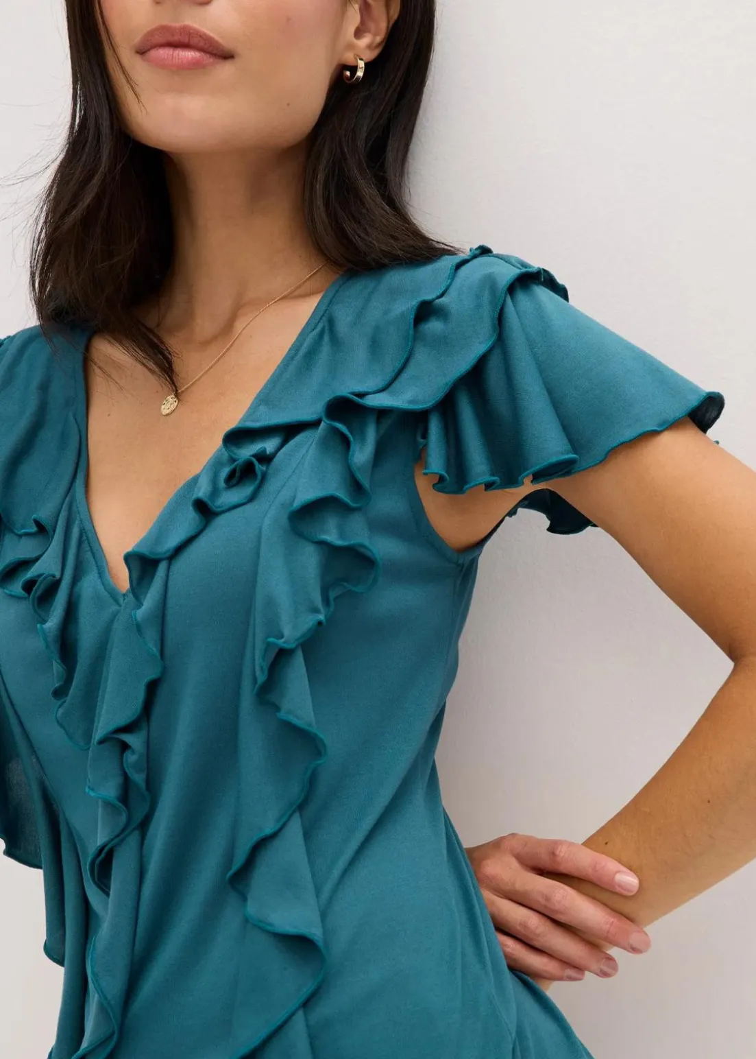 Shirt mit Volants aus softem Modal-Mix