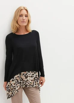 Shirtbluse aus Viskose-Mix mit Chiffoneinsatz