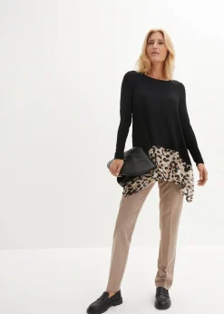 Shirtbluse aus Viskose-Mix mit Chiffoneinsatz