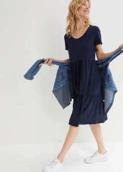 Shirtkleid mit Strukturmuster aus Viskose-Mix