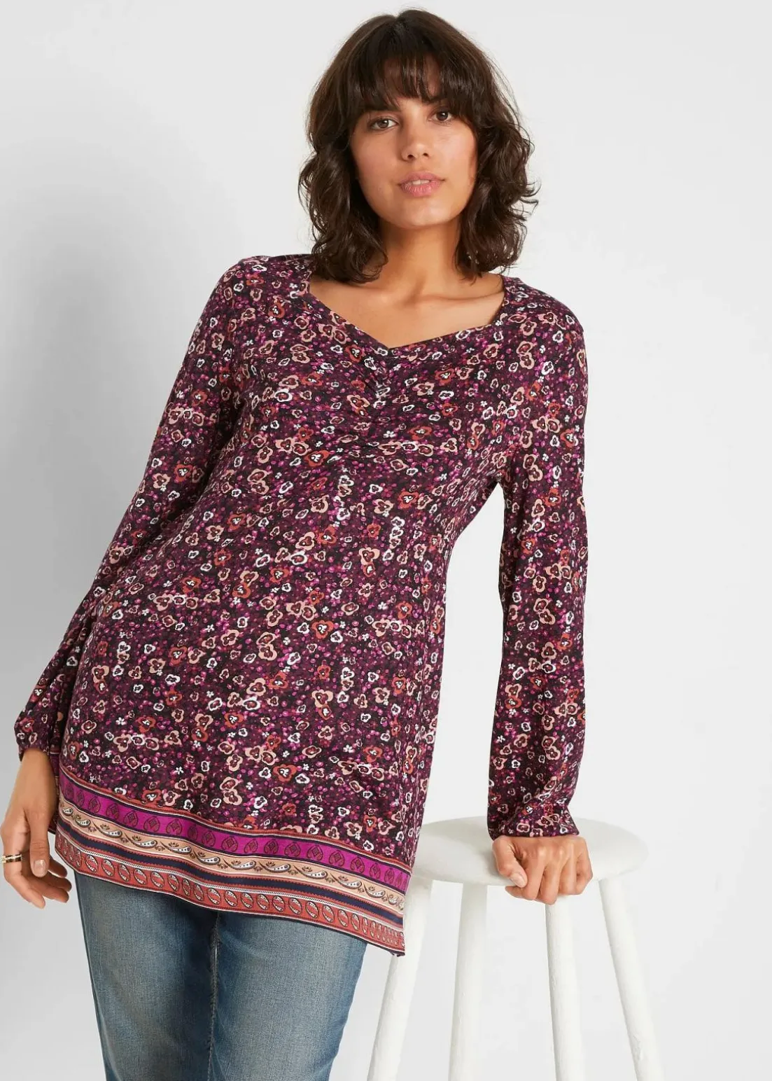 Shirt-Tunika aus Baumwoll-Viskose-Mix