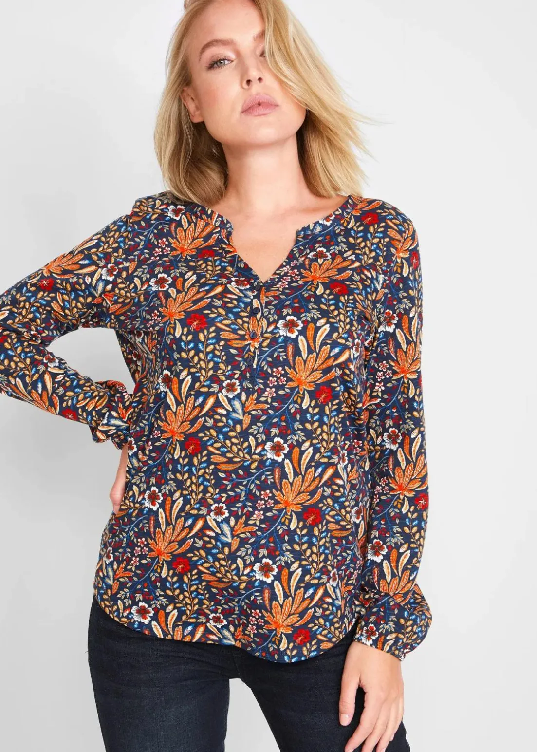 Shirt-Tunika, bedruckt, Langarm