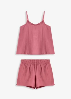 Shorty aus softem Musselin mit Spaghettiträger