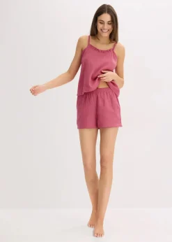 Shorty aus softem Musselin mit Spaghettiträger