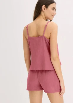 Shorty aus softem Musselin mit Spaghettiträger