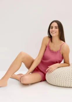 Shorty aus softem Musselin mit Spaghettiträger