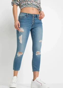 Skinny-Jeans, Mid Waist, Destroyed