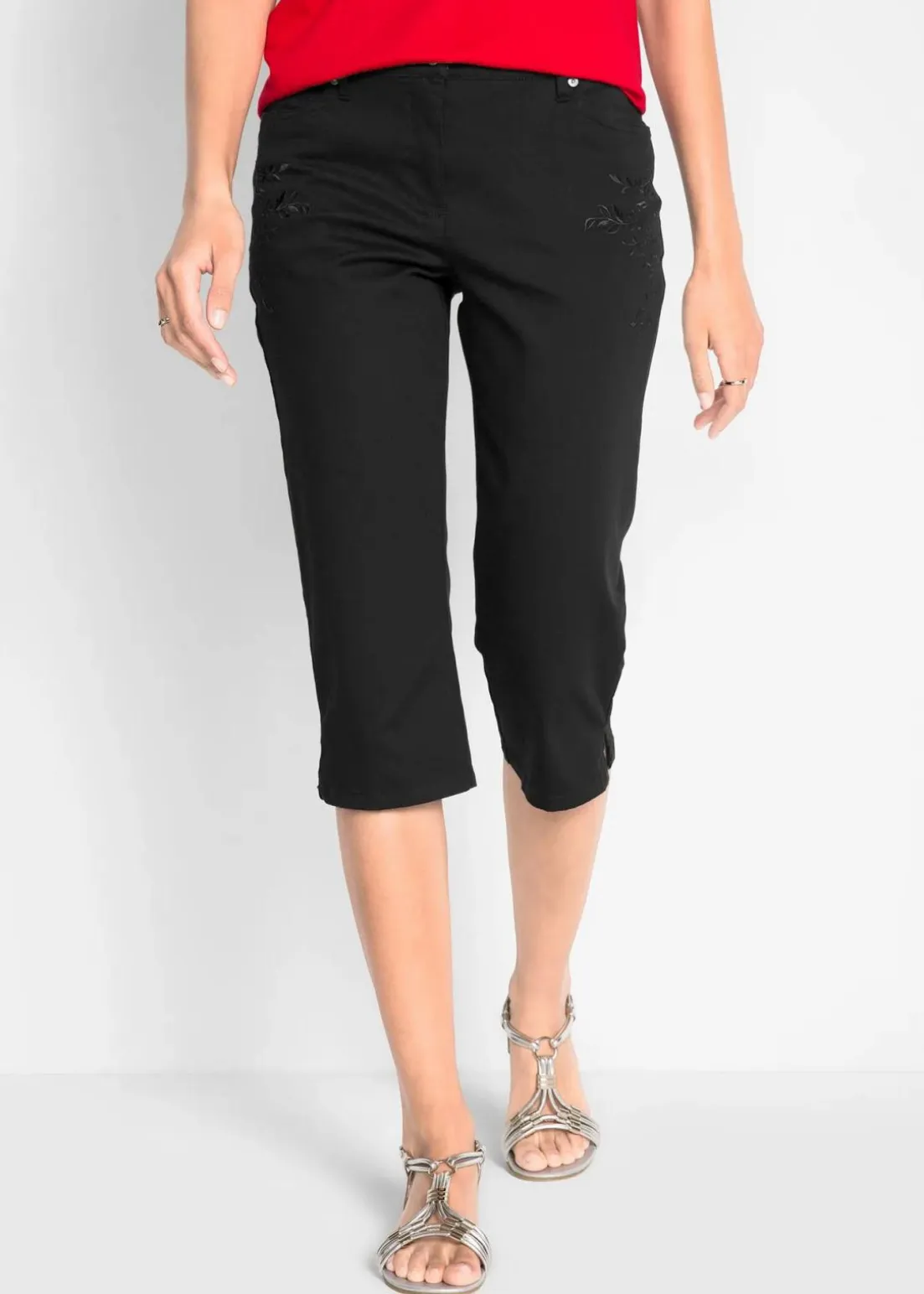 Slim Fit Jeans, Mid Waist, cropped