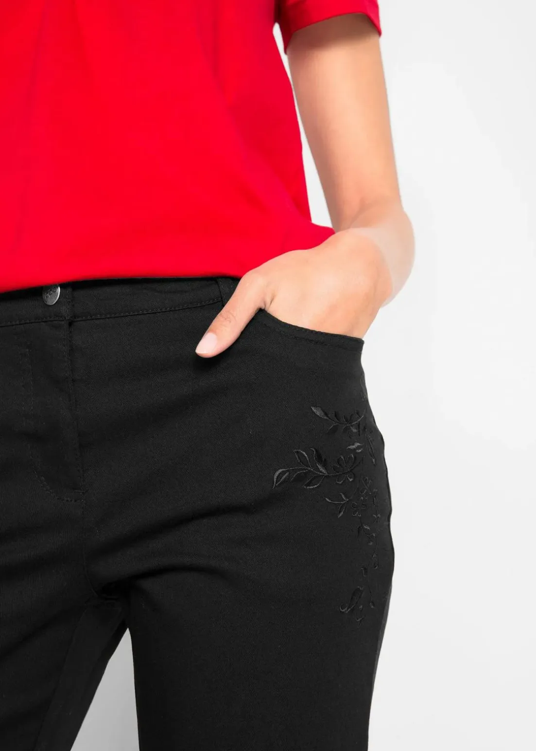 Slim Fit Jeans, Mid Waist, cropped