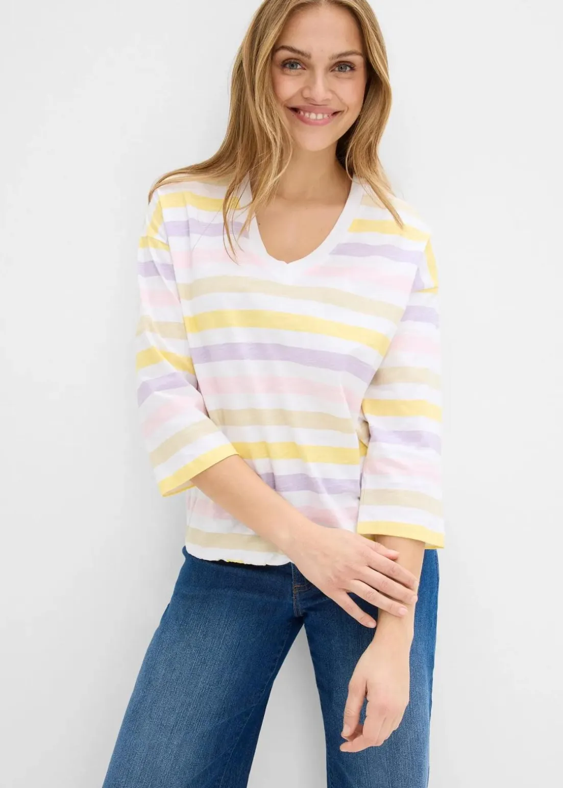 Slub-Shirt aus Bio-Baumwolle, 3/4 Arm