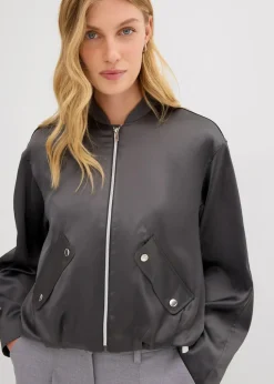 Softblouson aus glänzendem Viskose-Mix