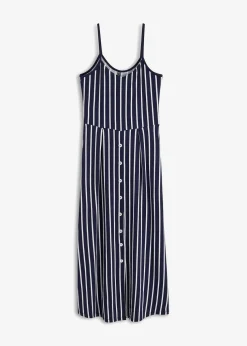 Sommerliches Jerseykleid mit Knopfleiste und Streifen