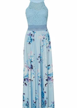 Sommer-Maxikleid mit Blumen-Print und Spitze
