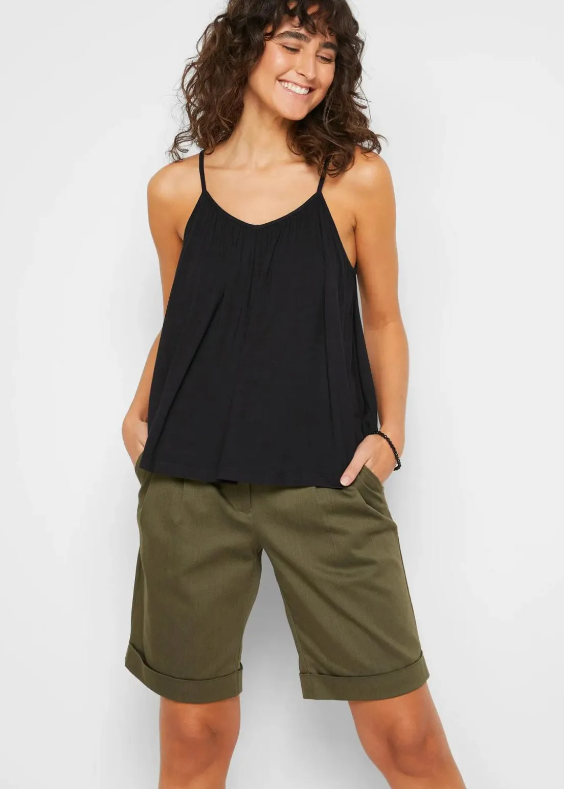 Spaghettiträger-Top aus fließender Viskose