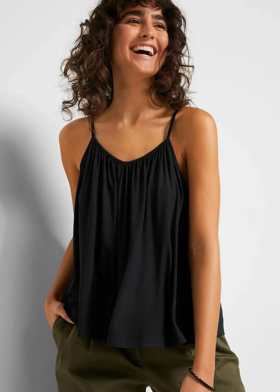 Spaghettiträger-Top aus fließender Viskose