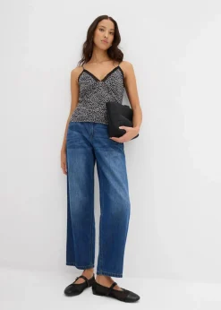 Spaghettiträger-Top aus Mesh