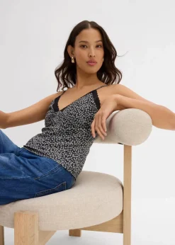 Spaghettiträger-Top aus Mesh