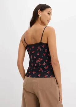 Spaghettiträger-Top aus Mesh