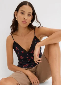 Spaghettiträger-Top aus Mesh