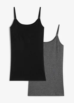Spaghettiträger-Top aus reiner Baumwolle, 2er Pack