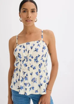 Spaghettiträger-Top aus strukturiertem Crêpe