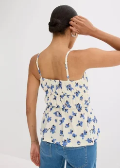 Spaghettiträger-Top aus strukturiertem Crêpe