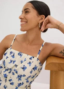 Spaghettiträger-Top aus strukturiertem Crêpe