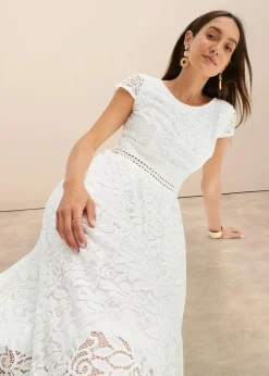 Spitzenkleid mit Häkel-Einsatz in der Taille