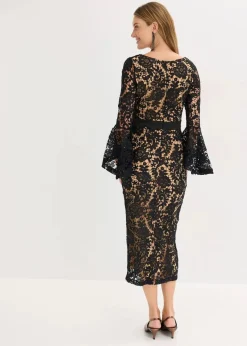 Spitzenkleid mit Satin-Einsatz