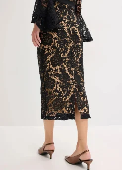 Spitzenkleid mit Satin-Einsatz