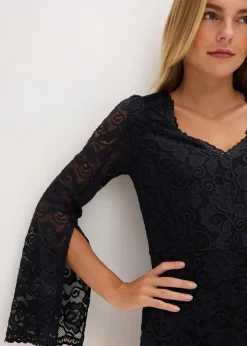 Spitzenkleid mit Trompetenärmeln